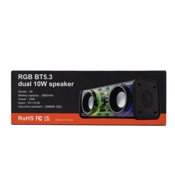 Колонка портативная V8 BT/TF/USB/TWS 10 вт белая V8W