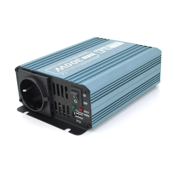 Инвертор напряжения Mexxsun MXS-300, 12V/220V, 300W с модифицированной синусоидой, 1 Shuko, клемные провода, Q12