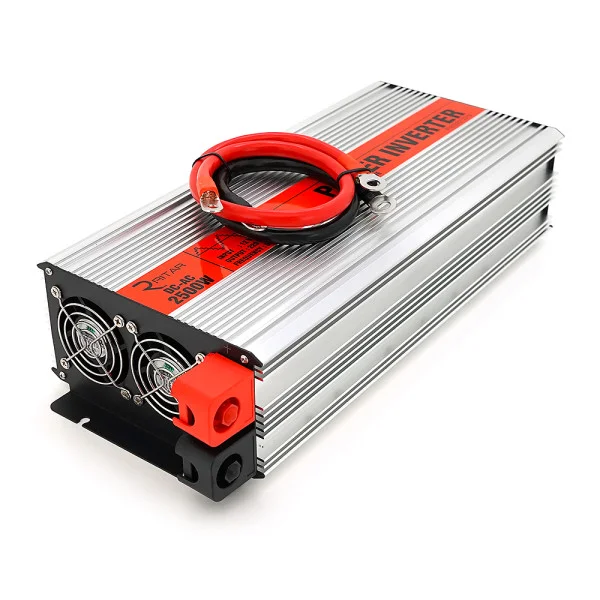 Інвертор напруги RITAR RSX-2500, 12V/220V, 2500W з апроксимувати синусоїдою, 2xShuko, 1xUSB, клемні дроти, BOX, Q4