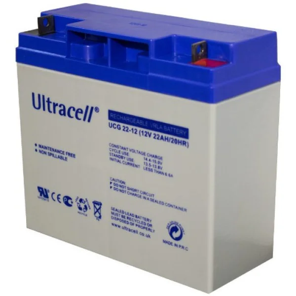 Аккумуляторная батарея Ultracell UCG22-12 GEL 12V 22 Ah (182x 77 x 168),6.2 kg White Q1/230