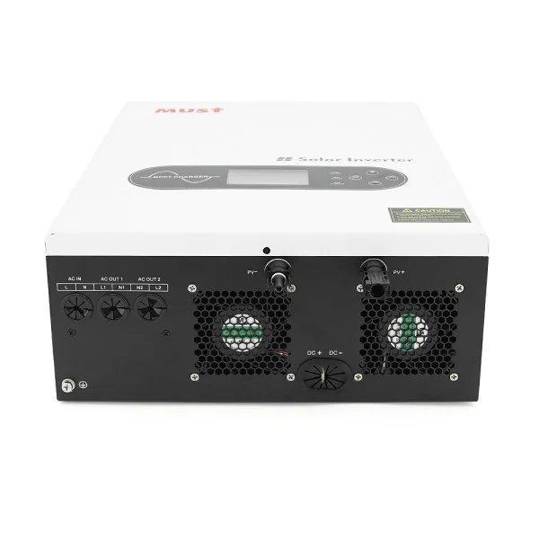 Гибридный инвертор MUST PV18-6248ECO. 6200W, 48V, ток заряда 100A, 170-280V, MPPT (100А, 120-450 Vdc), 428x318x140 мм. 10 кг.