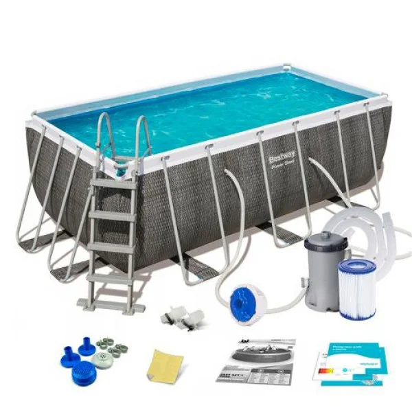 Каркасный бассейн Bestway 56722 прямоугольный 412×201×122 см (Steel Rattan)