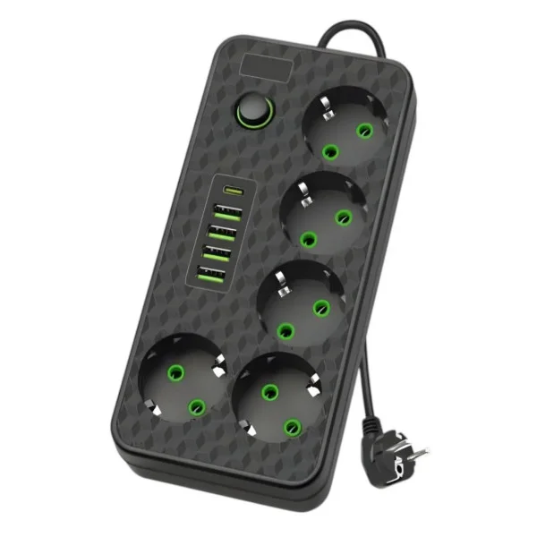 Мережевий фільтр-подовжувач 2505 на 5 розеток, 4 USB та Type-C, 3 м