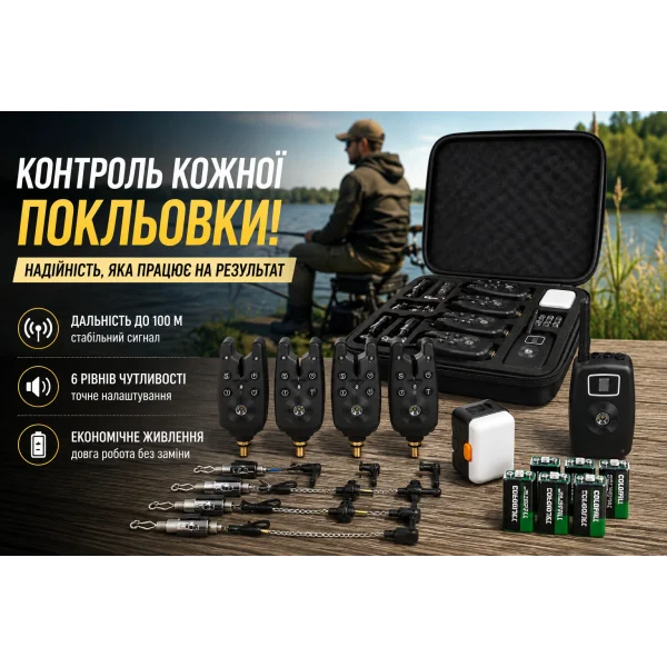 Набір сигналізаторів клювання Carp Line TLI-07 4+1 з пейджером і свінгерами