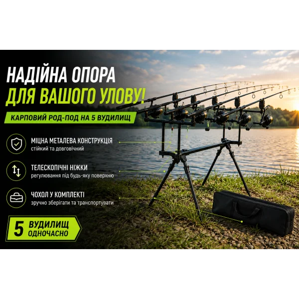 Карповий род-под WEIDA CARP на 5 вудилищ з телескопічними ніжками та чохлом