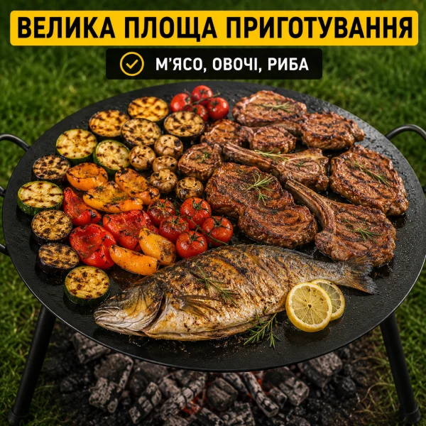 Сковорода-садж на ніжках для багаття 45 см 335BL