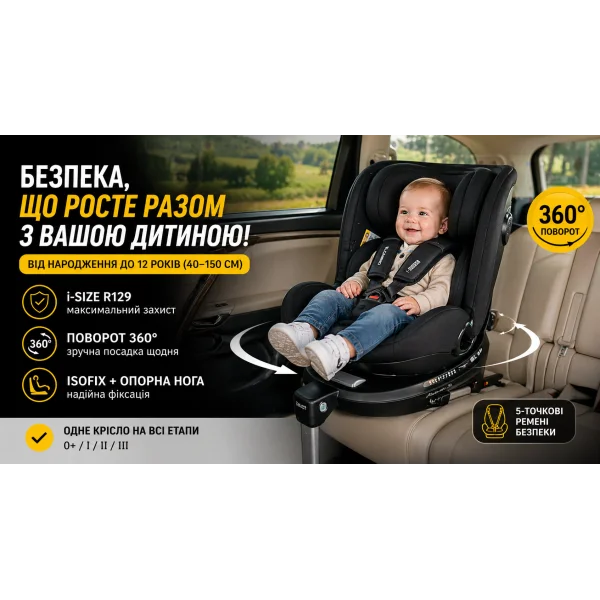 Автокрісло El Camino i-RISE ME 1207 Black