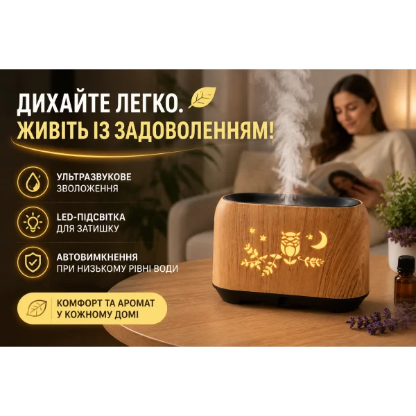 Зволожувач повітря Aroma Diffuser KP-812 з LED-підсвіткою 150 мл 15×6,6×10,4 см
