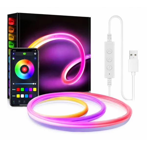 Неонова USB стрічка 2 м RGB з керуванням через телефон Bluetooth SFK-11