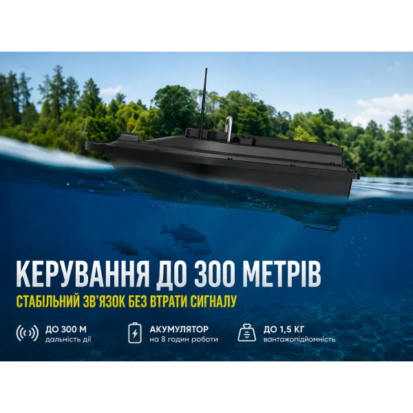 Кораблик-кормушка для риболовлі F-18 з пультом і дальністю до 300 м