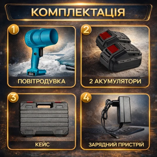 Акумуляторна повітродувка 48V з турбонаддувом та 2 акумуляторами