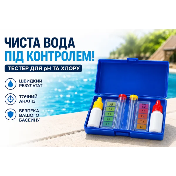 Капельный тестер для измерения pH и хлора (Cl) в воде бассейна