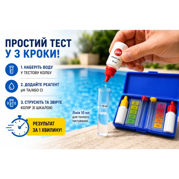 Капельный тестер для измерения pH и хлора (Cl) в воде бассейна