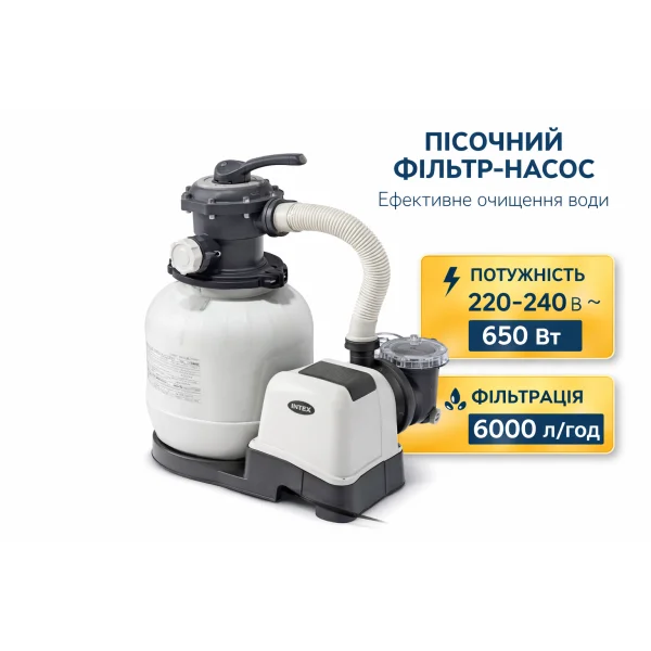 Каркасний басейн Intex 26334 610х122 см з пісочним фільтром, сходами та тентом
