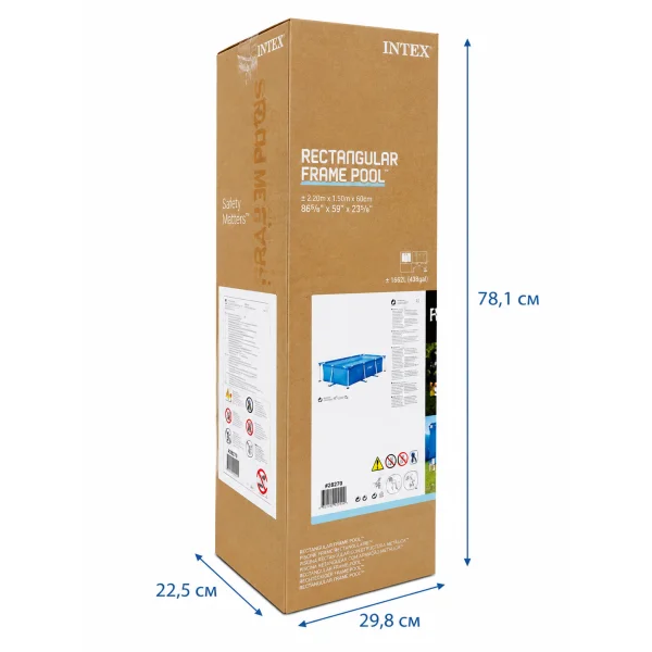 Каркасний басейн Intex 28270 Rectangular Frame Pool 220×150×60 см