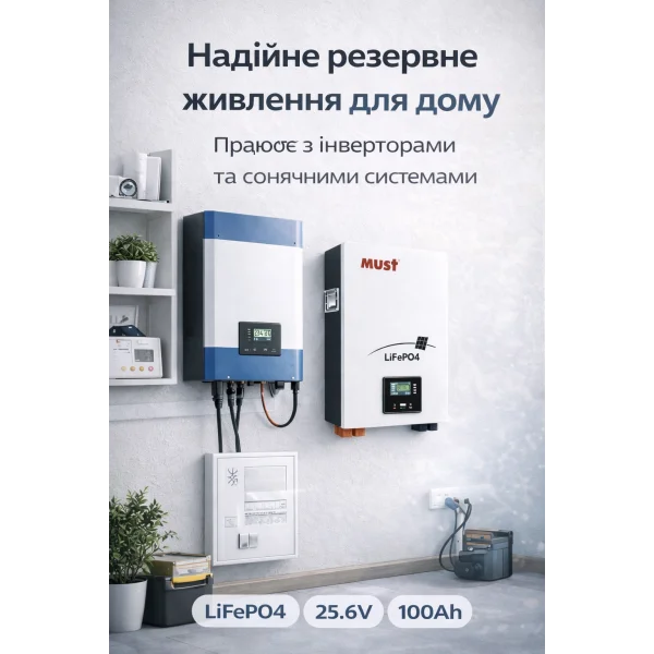 Аккумулятор MUST LiFePO4 25.6V 100Ah (24V)