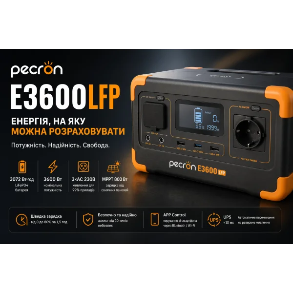 Зарядна станція Pecron E3600LFP 3072 Вт·год 3600 Вт LiFePO4