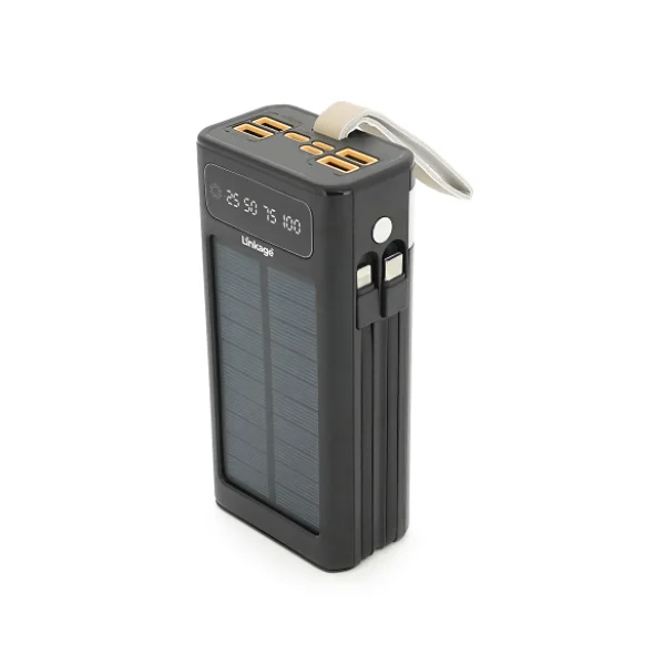 Power bank Linkage LKP-46, Solar 30000mAh, 22.5W, Кабелi Туре-С+Lighting, 0.70 kg, Black, Box