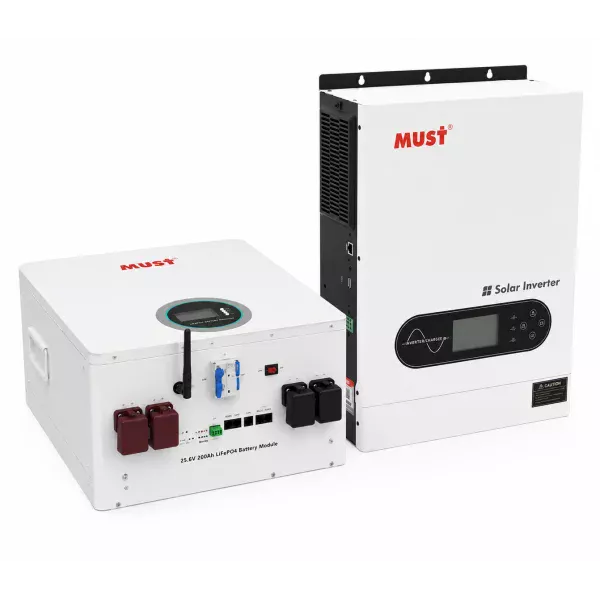 Комплект резервного питания MUST PV18-3624ECO 3600 Вт 24 В + аккумулятор LiFePO4 MUST LP16-24200 25,6 В 200 А·ч 5,12 кВт·ч