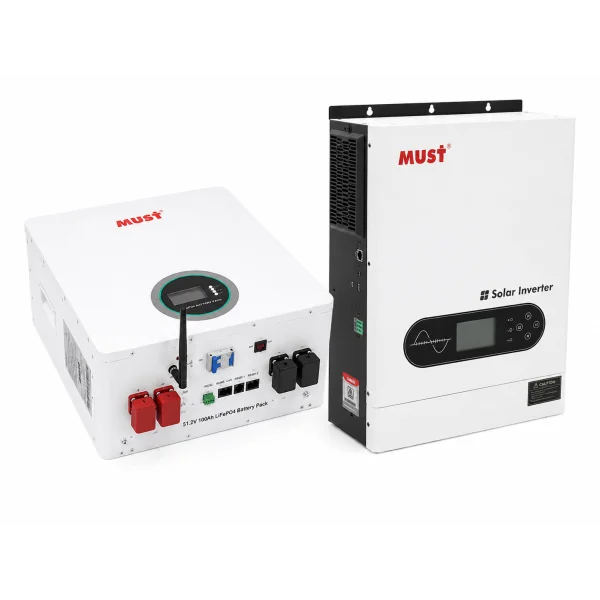 Комплект MUST PV18-6048ECO 6000 Вт 48 В + LiFePO4 MUST LP16-48100 51,2 В 100 А·ч 5,12 кВт·ч
