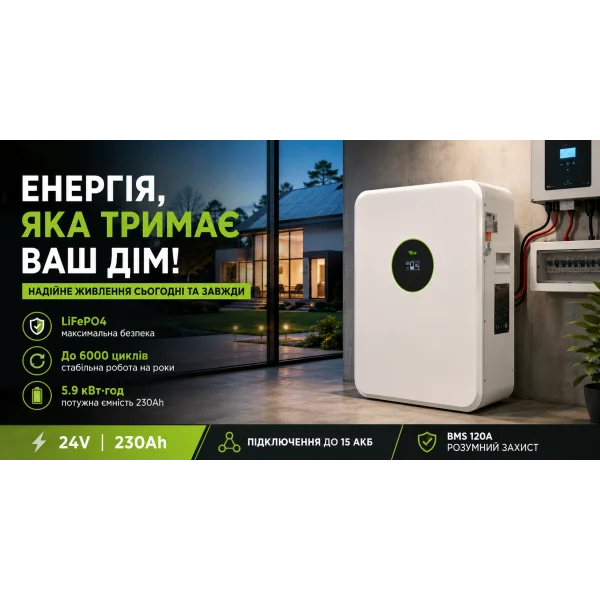 Акумулятор LiFePO4 FelicityESS FLA24230-EU 24V 230Ah 5.9 кВт·год