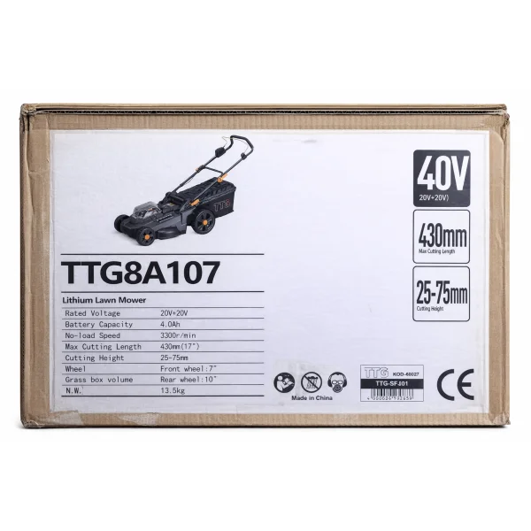 Аккумуляторная газонокосилка TTG TTG8A107J 20V (2x4Ah, 430 мм)