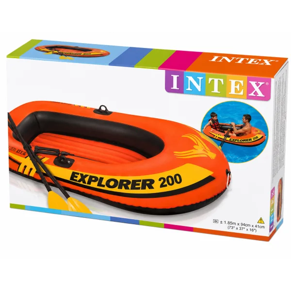 Надувная лодка Intex Explorer 200 Set 58331 с веслами и насосом 185 x 94 см