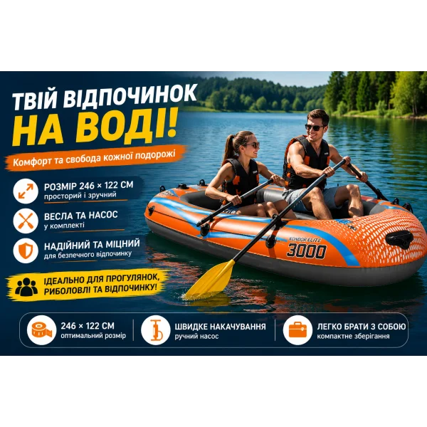 Надувний човен Bestway Kondor Elite 3000 61145 246×122 см