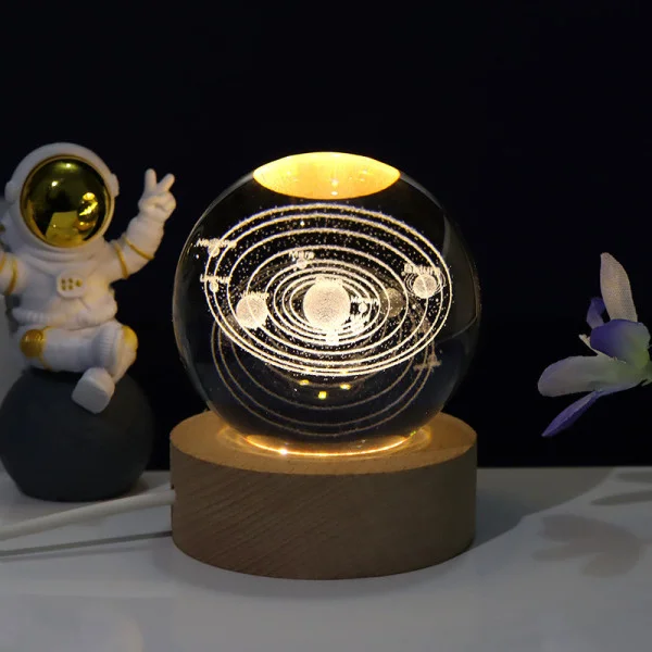 3D нічник 8 дюймів 10 см Сонячна система з LED підсвічуванням USB