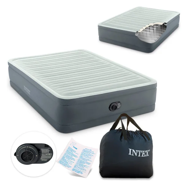 Надувная велюровая кровать Intex 64906 152×203×46 см