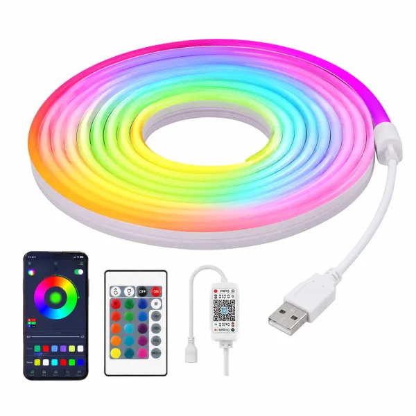 Неонова USB стрічка 10 метрів SFK-11 Bluetooth з керуванням через телефон