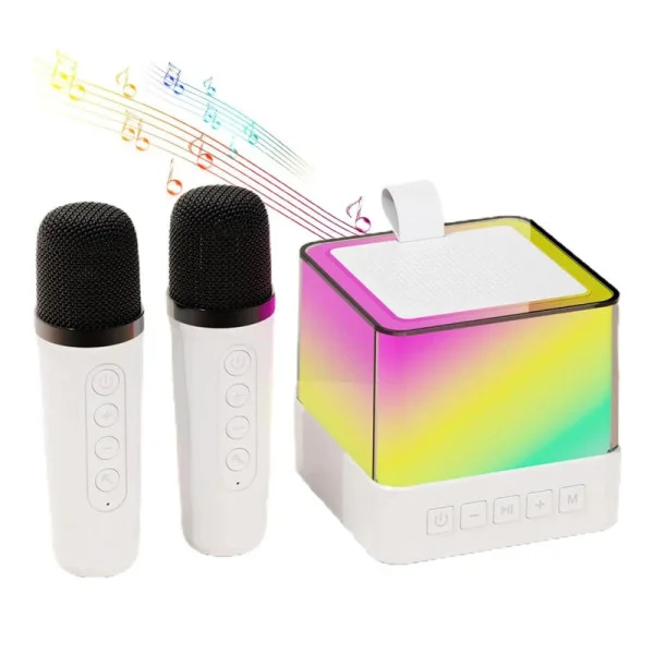 Беспроводная Bluetooth колонка Music Hi с RGB подсветкой и 2 караоке микрофонами