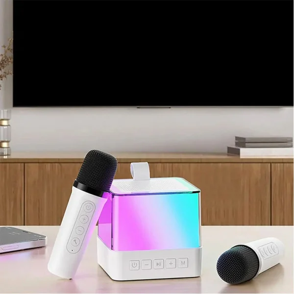 Беспроводная Bluetooth колонка Music Hi с RGB подсветкой и 2 караоке микрофонами