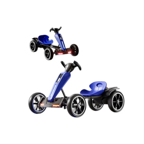 Складной детский электромобиль Go-Kart — синий, пульт, музыка, подсветка, 6V 7Ah