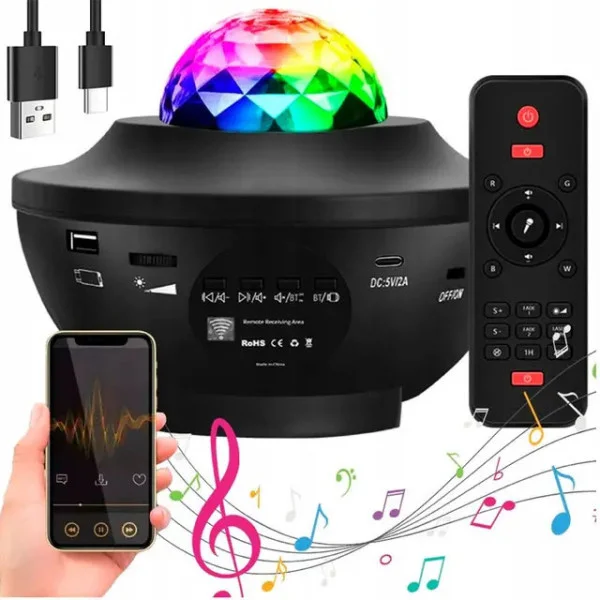 Проектор звездного неба Галактика AND 991 с пультом и Bluetooth колонкой — ночник