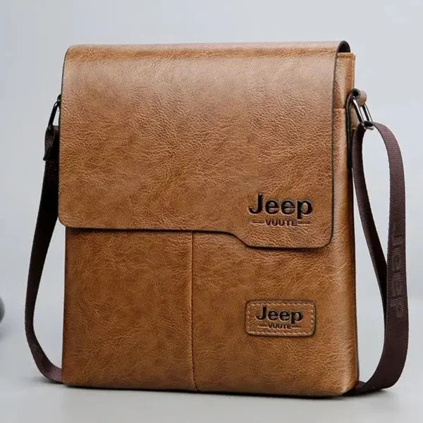 Мужская кожаная сумка-барсетка Jeep — стильная планшетка, черная и коричневая