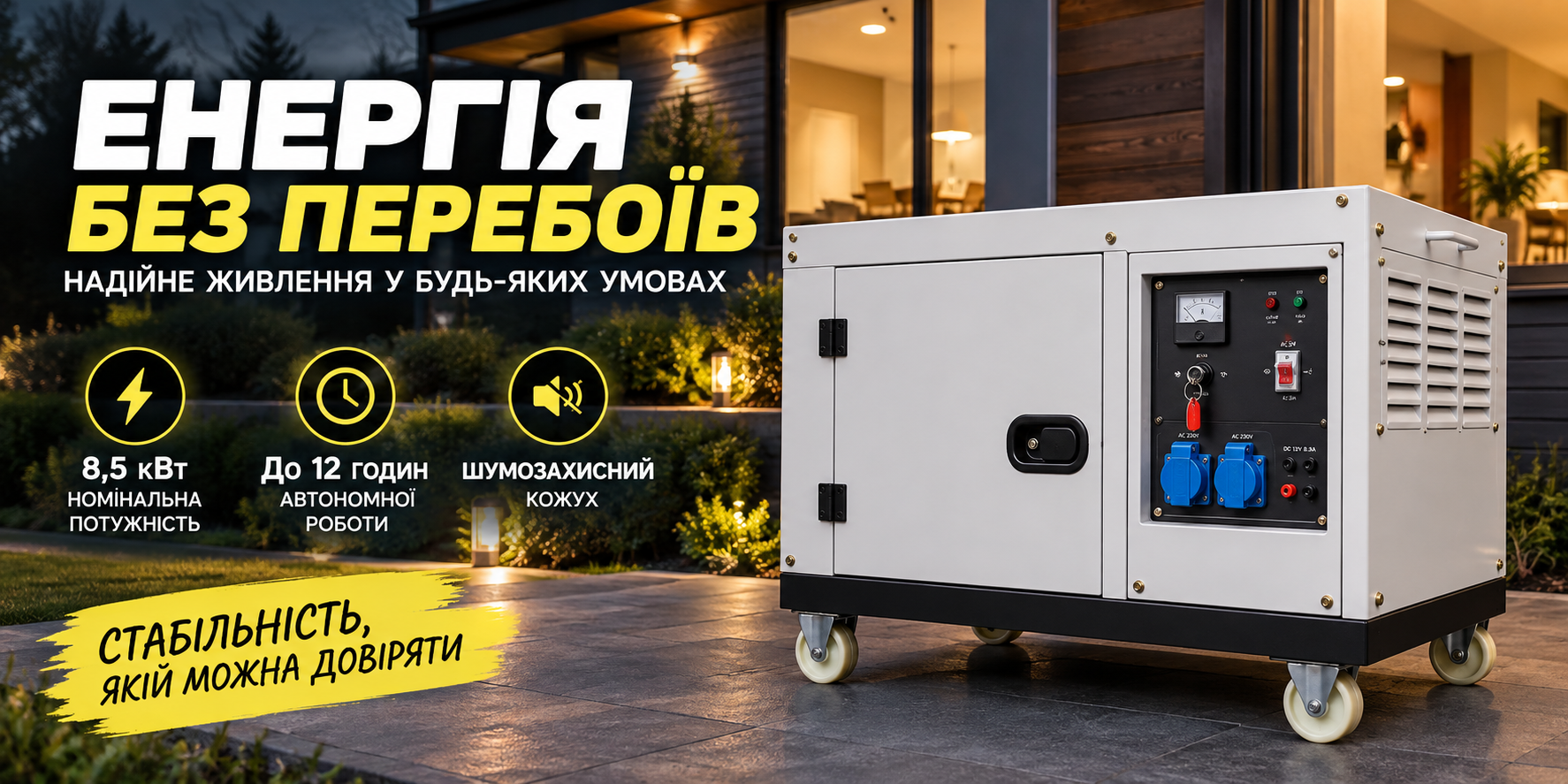 Дизельный генератор Kingman KM11500S 6,0 - 6,5 кВт 230 В в шумозащитном кожухе