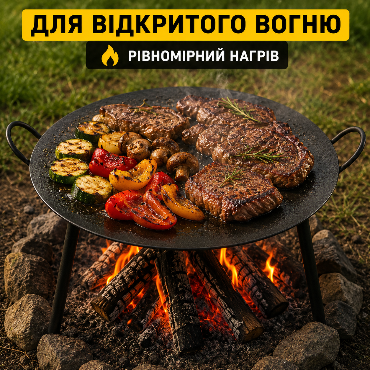Сковорода-садж на ніжках для багаття 45 см 335BL