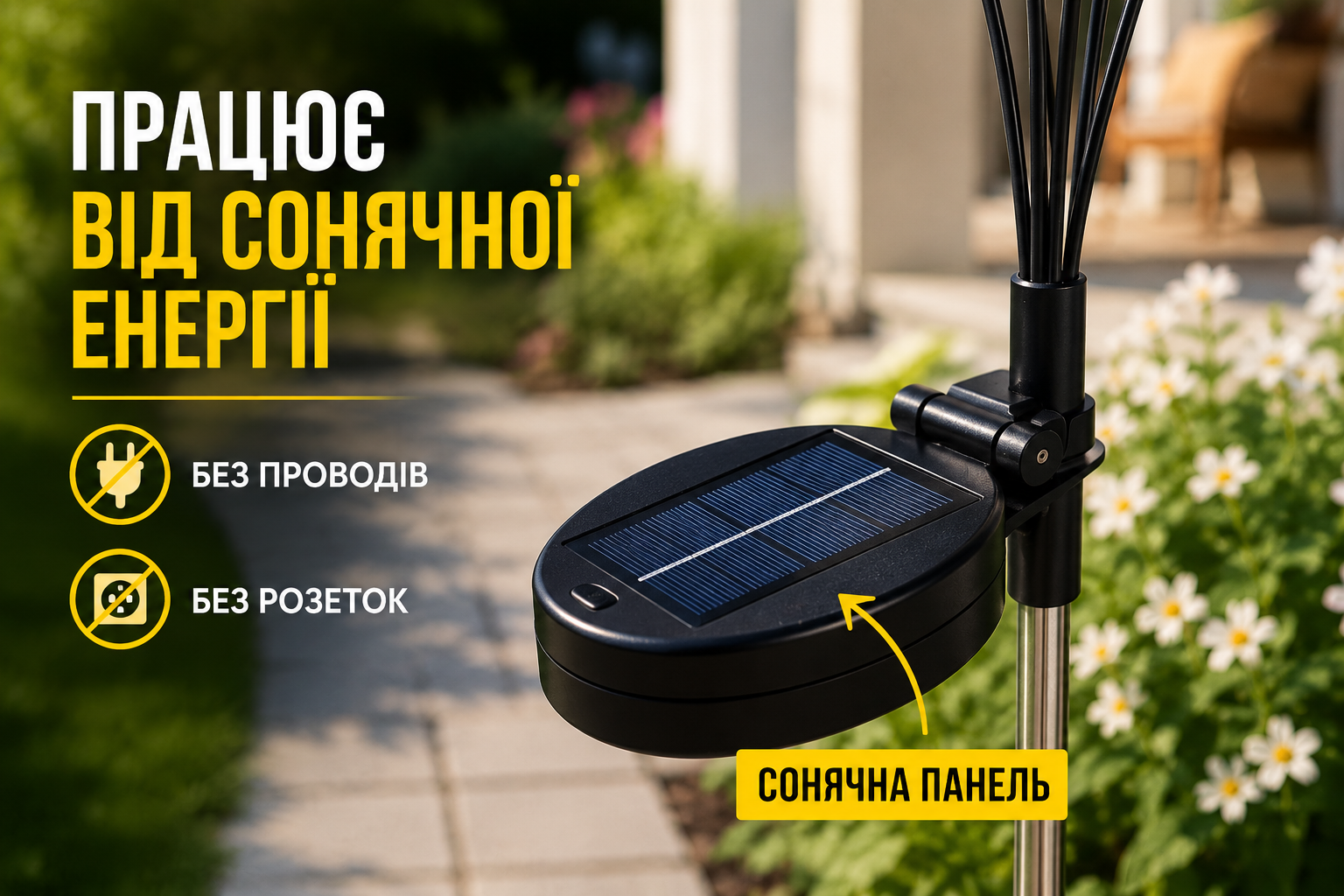 Садовый фонарь Светлячок 69 см на солнечной батарее 2024513Y теплый белый