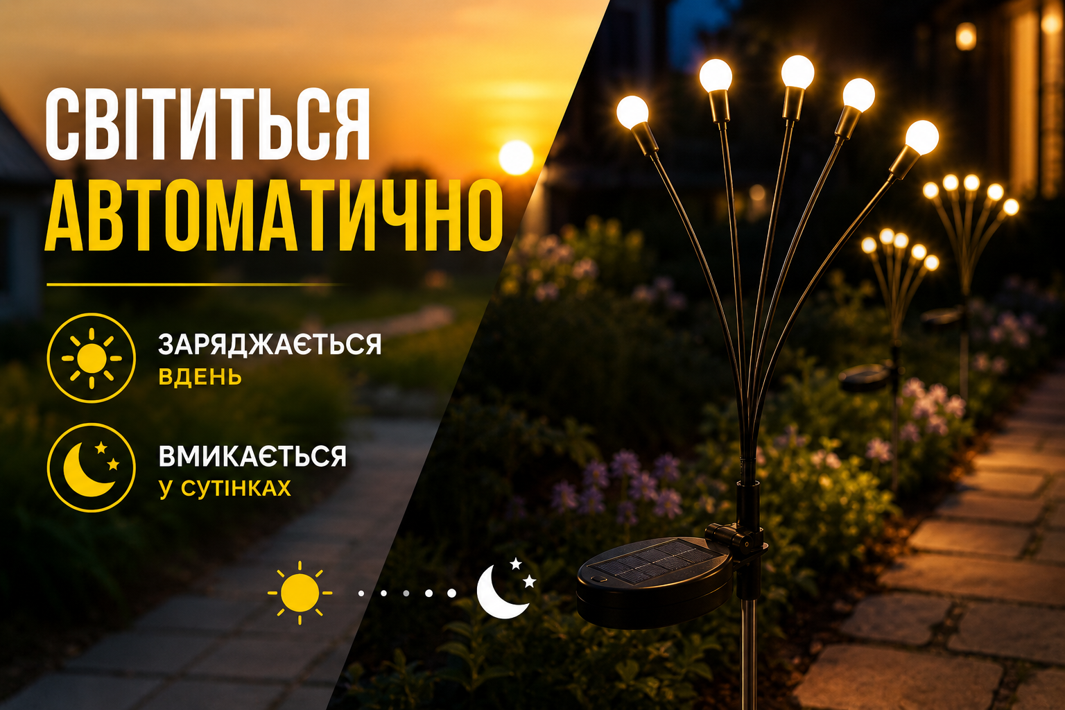 Садовый фонарь Светлячок 69 см на солнечной батарее 2024513Y теплый белый