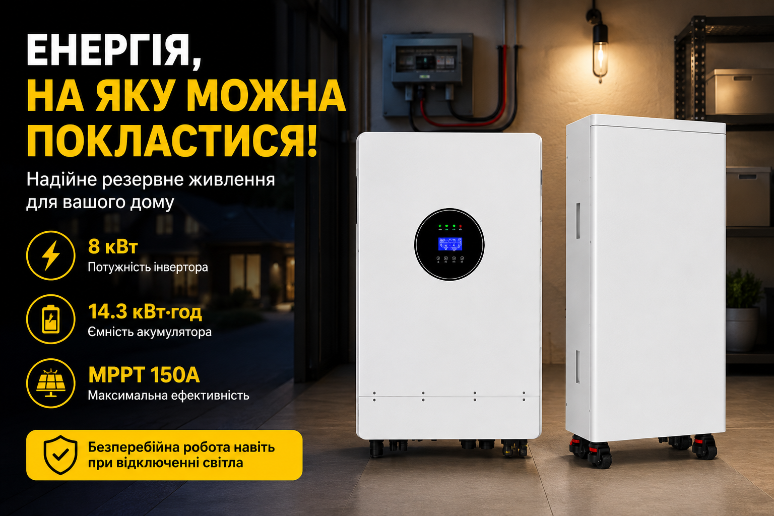 Комплект резервного живлення Felicity IVEM8048-II 8 кВт + акумулятор FelicityESS FLA48280-EU 14.3 кВт·год 48 В