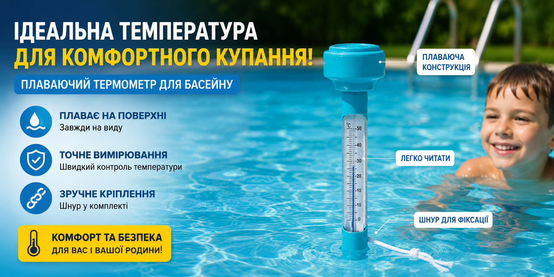 Плаваючий термометр для басейну Bestway 58072 з поплавком