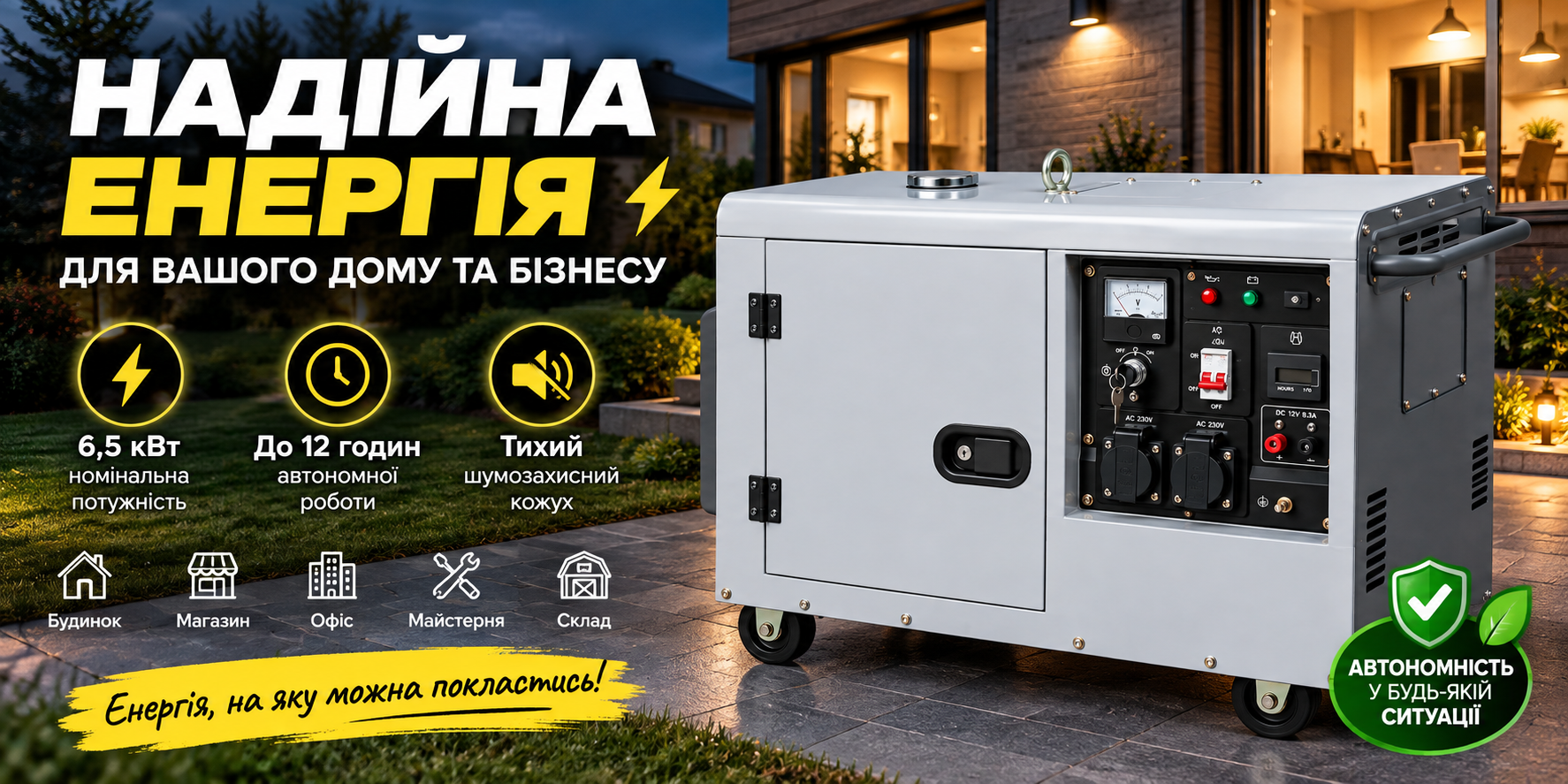 Дизельный генератор LUTIAN 5GF-LDE 6,5/7 кВт 230 В в шумозащитном кожухе