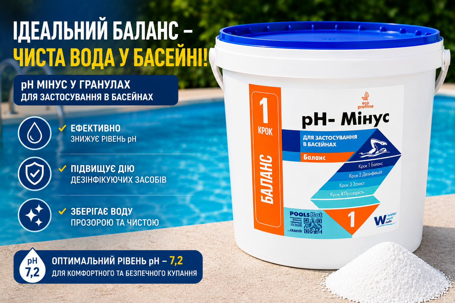pH Минус в гранулах 5 кг для бассейна – средство для снижения уровня pH воды