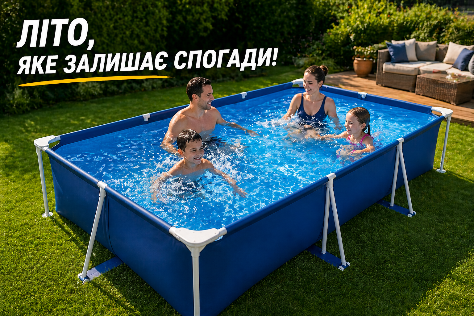 Каркасний басейн Bestway 56404 Steel Pro прямокутний 300×201×66 см, 3300 л