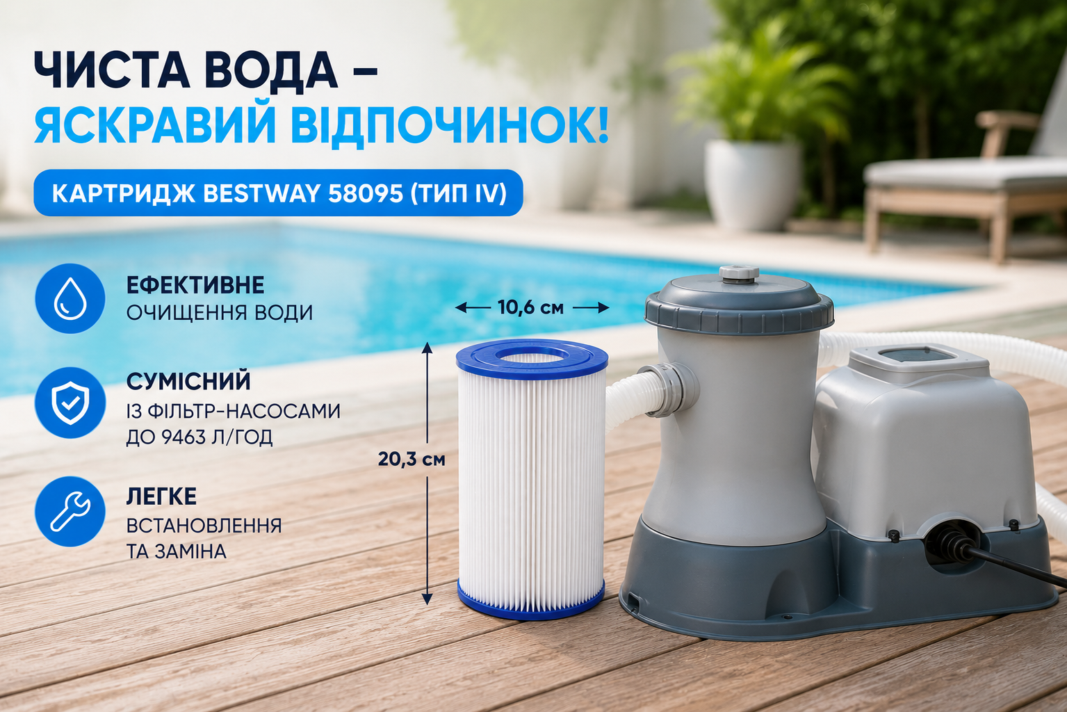 Картридж для фильтр-насоса Bestway 58095 тип IV сменный фильтр для бассейна