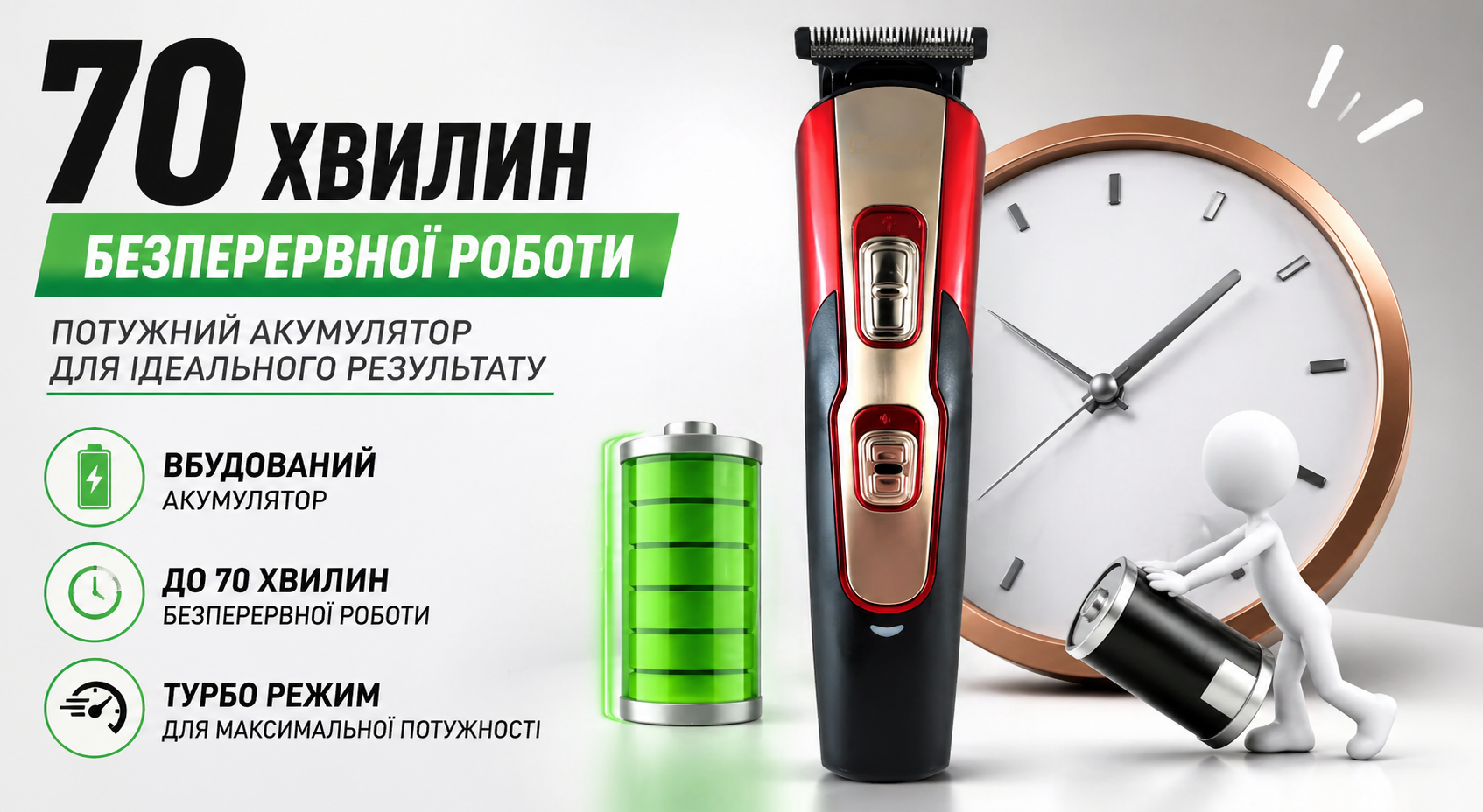Многофункциональный триммер 10в1 GM-592 аккумуляторный для бороды, волос, носа и ушей