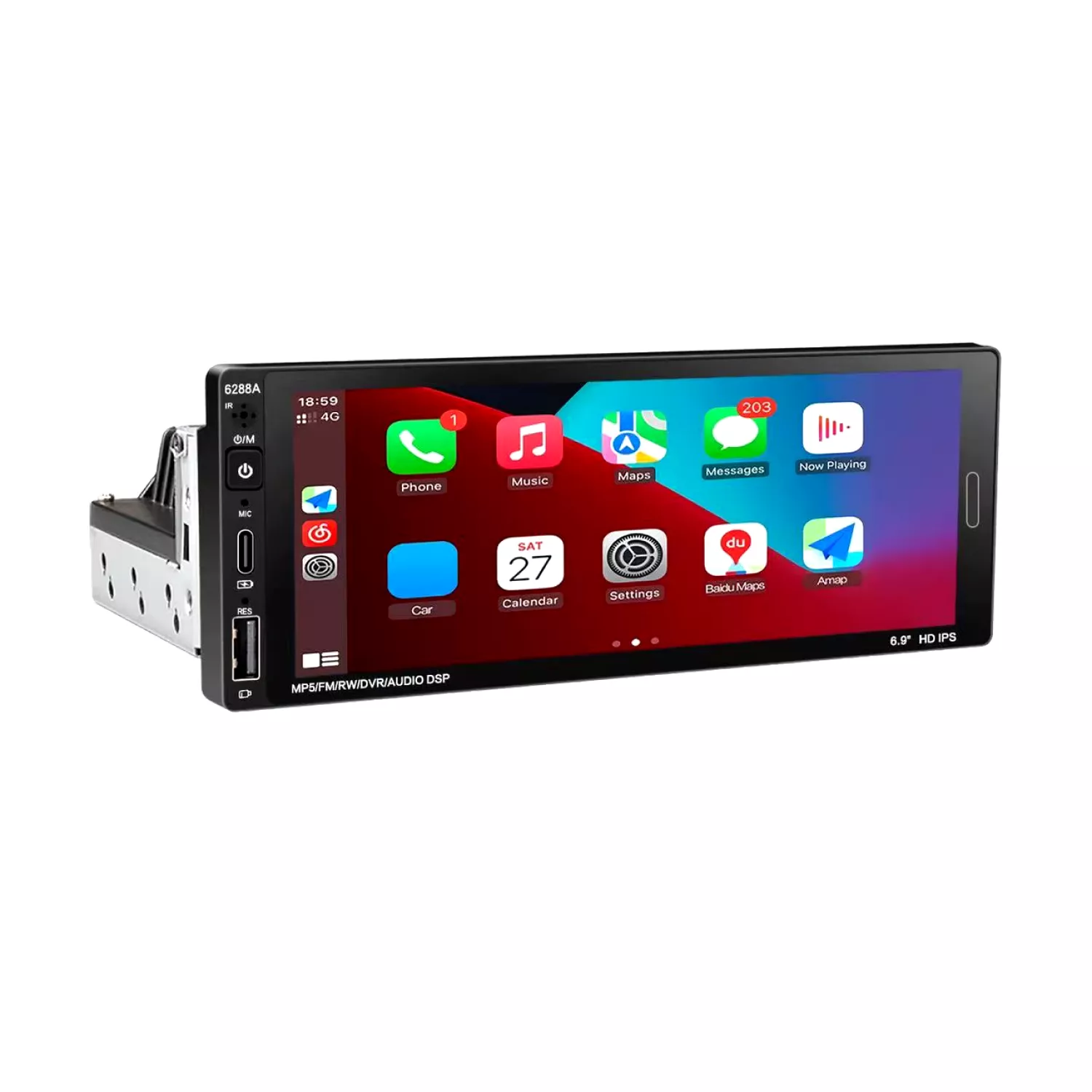 Автомагнитола 1 DIN Android 11 6.9" IPS сенсорный экран GPS Wi-Fi Bluetooth 2/32 ГБ