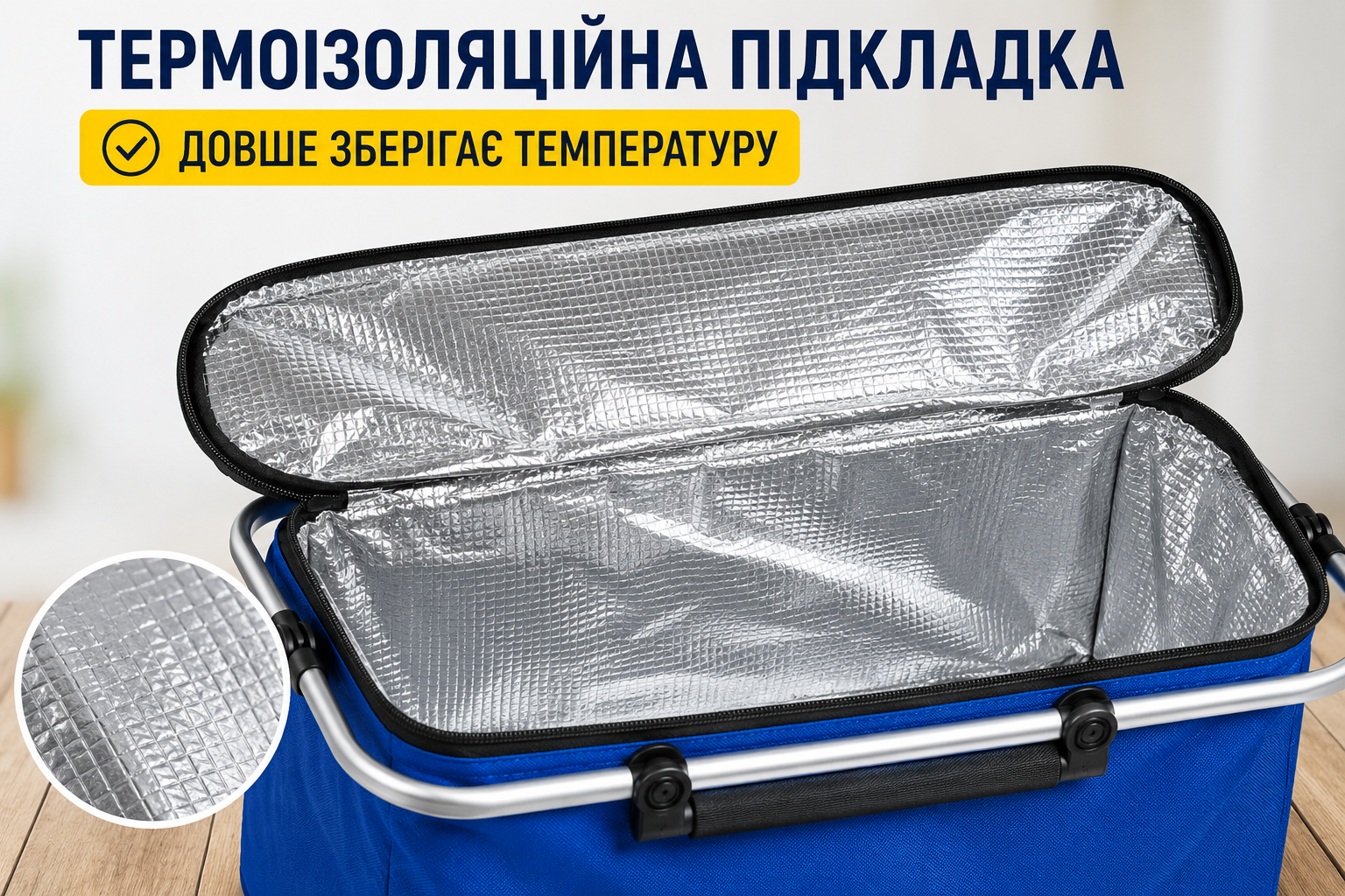 Термокорзина для пикника 45×23×24 см X1-227 складная с термоизоляцией