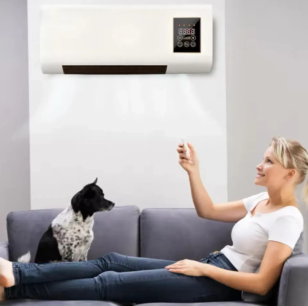 Настінний тепловентилятор з пультом 2000 Вт Wall Air Cooler